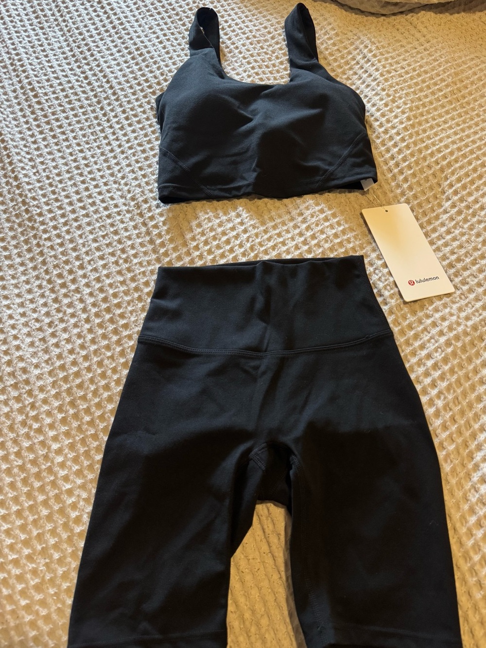Lululemon Black Athletic Sports Bra and High-Waisted Shorts Set